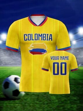 Colombia Football Supporters Shirt - Men’s Yellow Sports Top